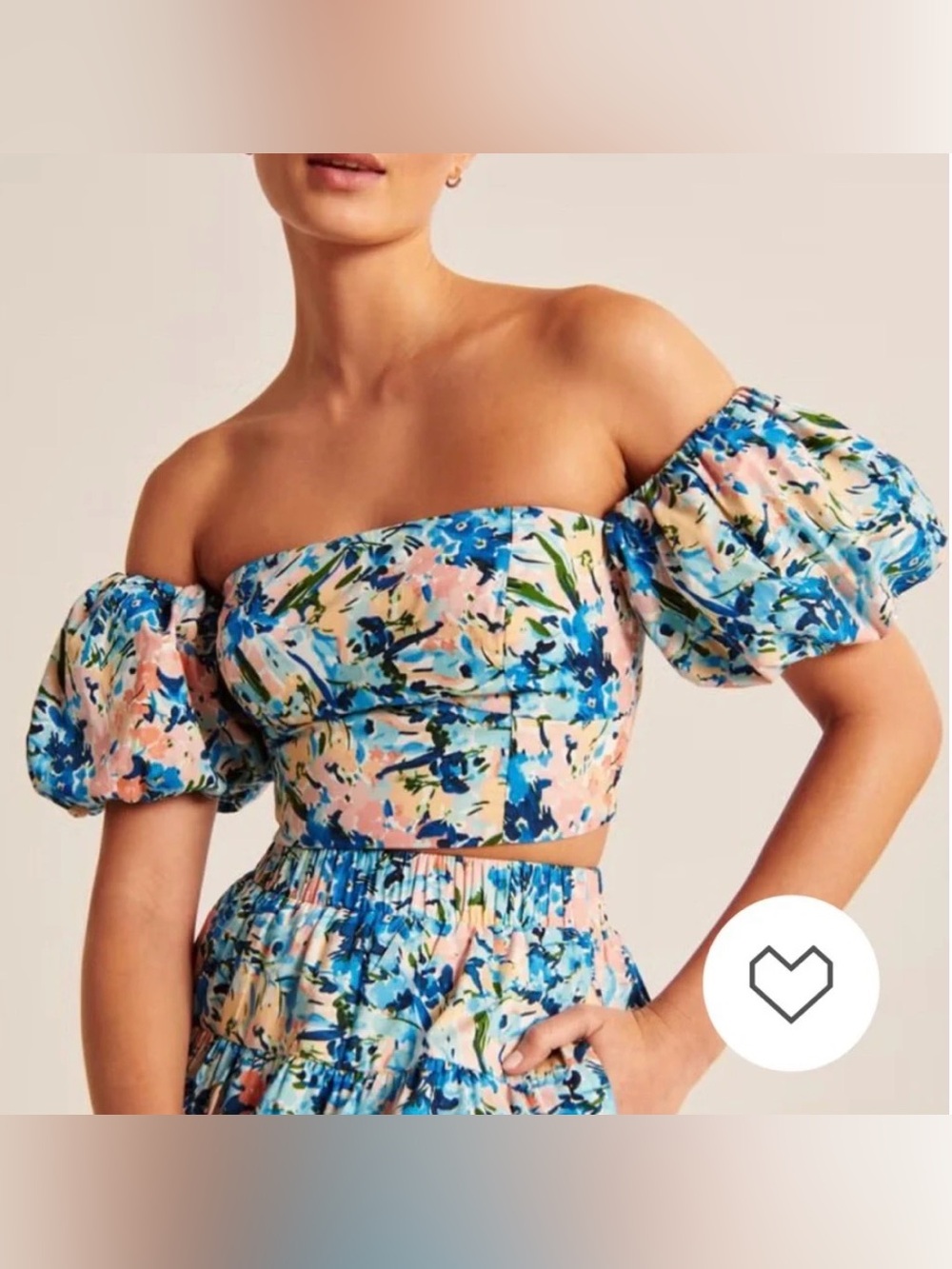 Abercrombie Off-the-Shoulder Poplin Floral Crop Top small